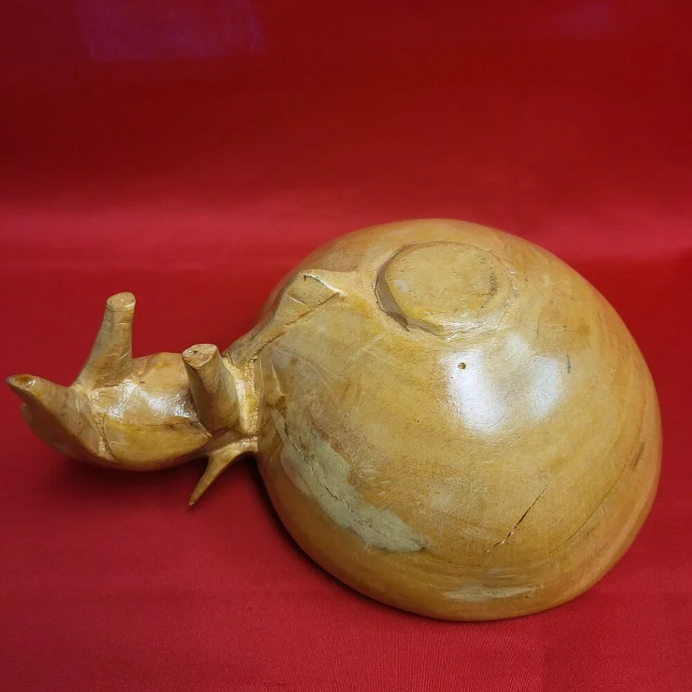 Vintage Wooden Handmade Elephant Bowl Dish Wood Carving